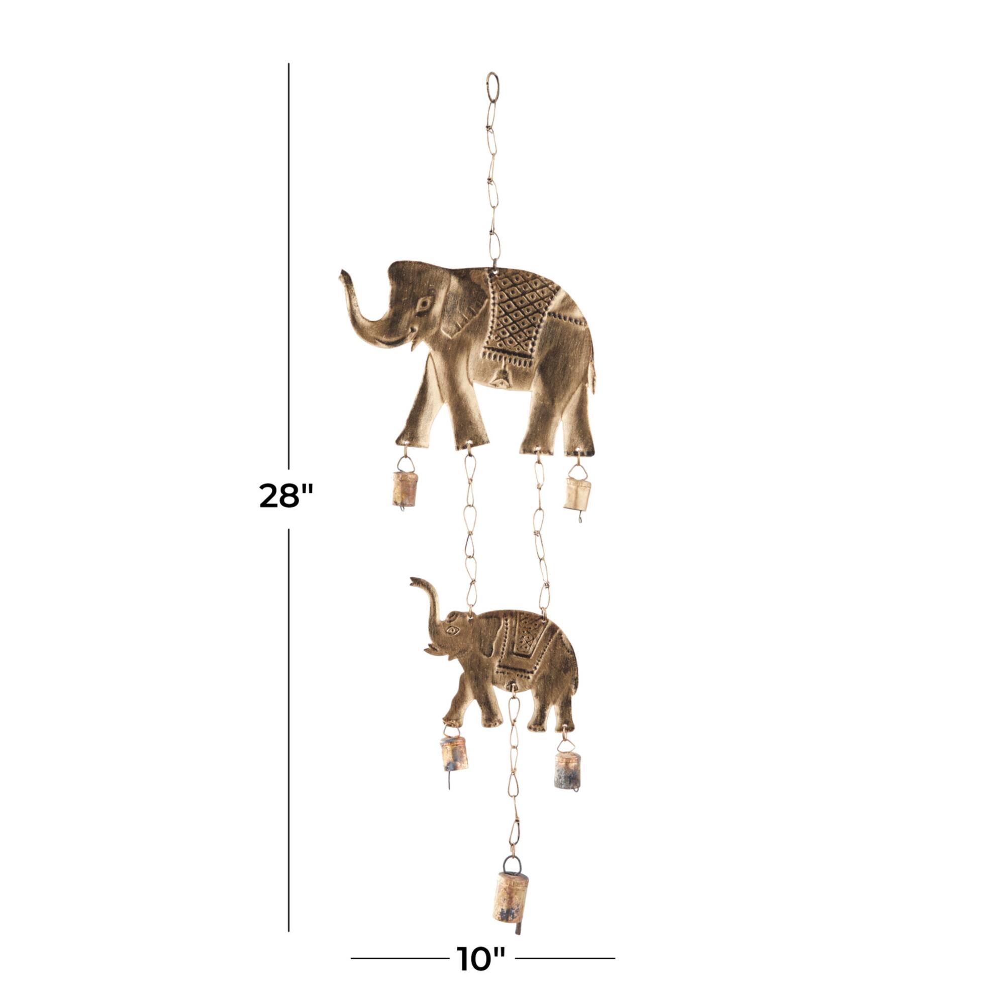 Brass Metal Eclectic Windchime, 10" x 2" x 28"